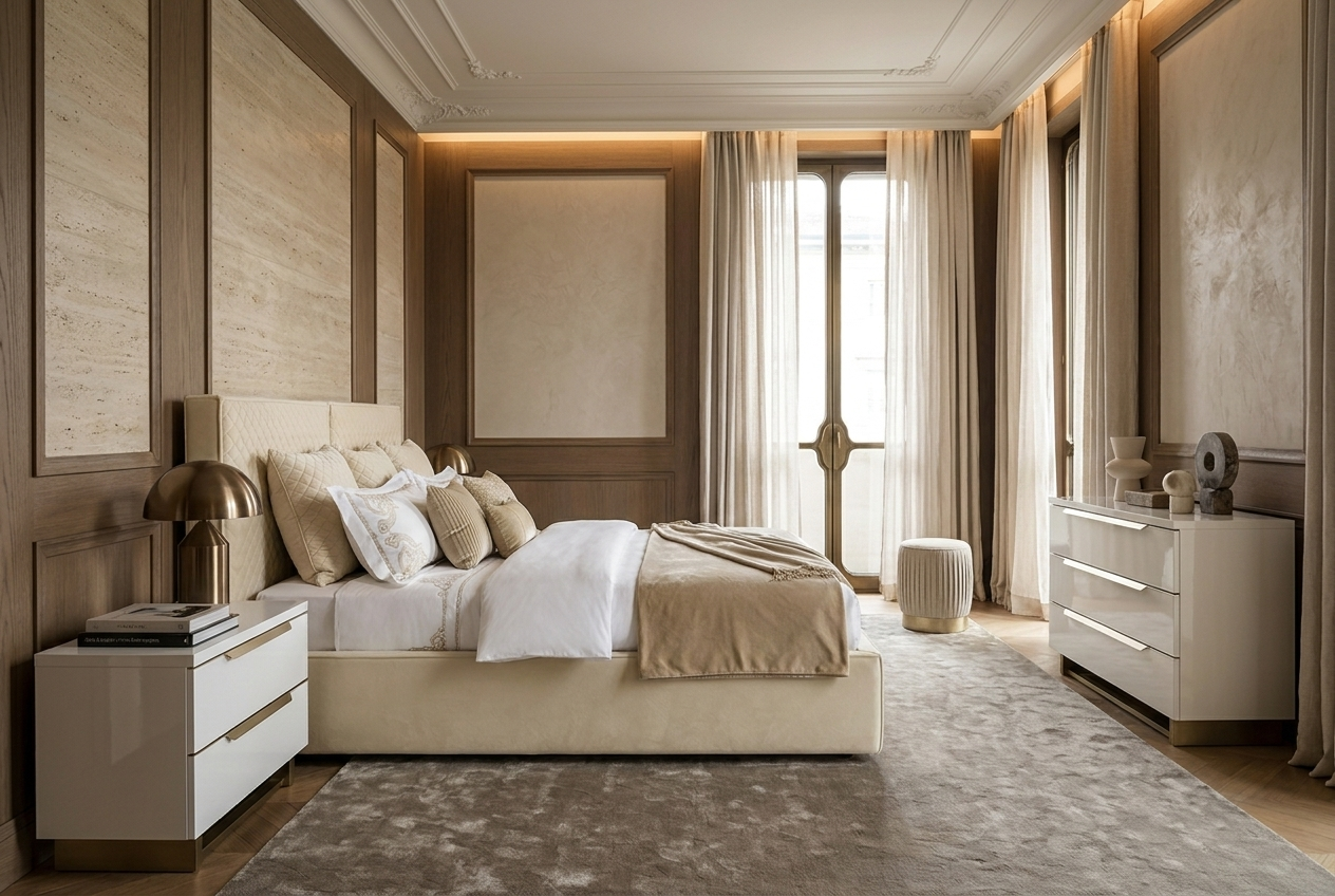 Кровать 180*200 CUBO, ткань MIRAGLIO col.104 Crema 