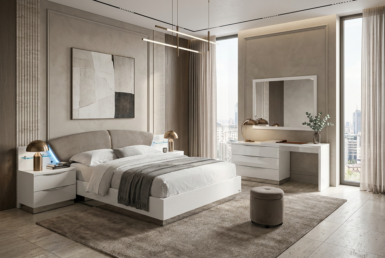Кровать ONDA, изголовье экокожа GRIGIA SU PILE 4384 Camelgroup