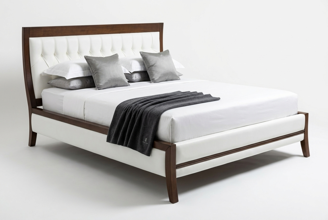 Кровать DIAMOND 160*190 с изголовьем и каркасом экокожа Fasolin