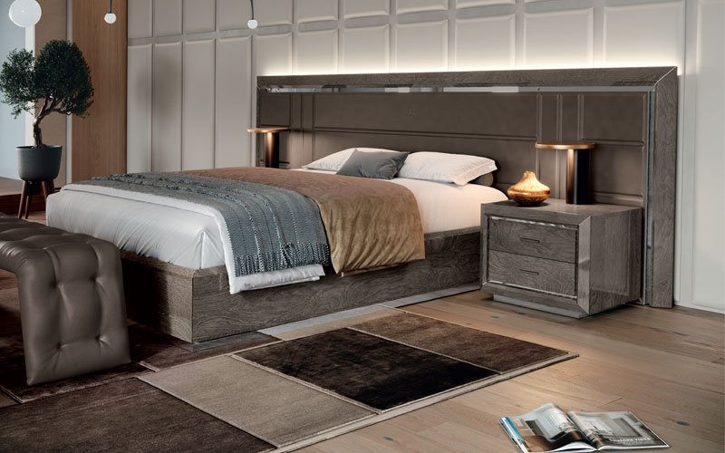 ELITE Кровать MIRAGE с широким изголовьем, экокожа INFINITY 104 Camelgroup