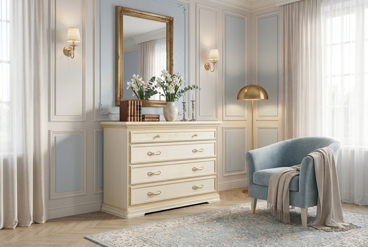 TORRIANI AVORIO Комод низкий 4 ящика Camelgroup
