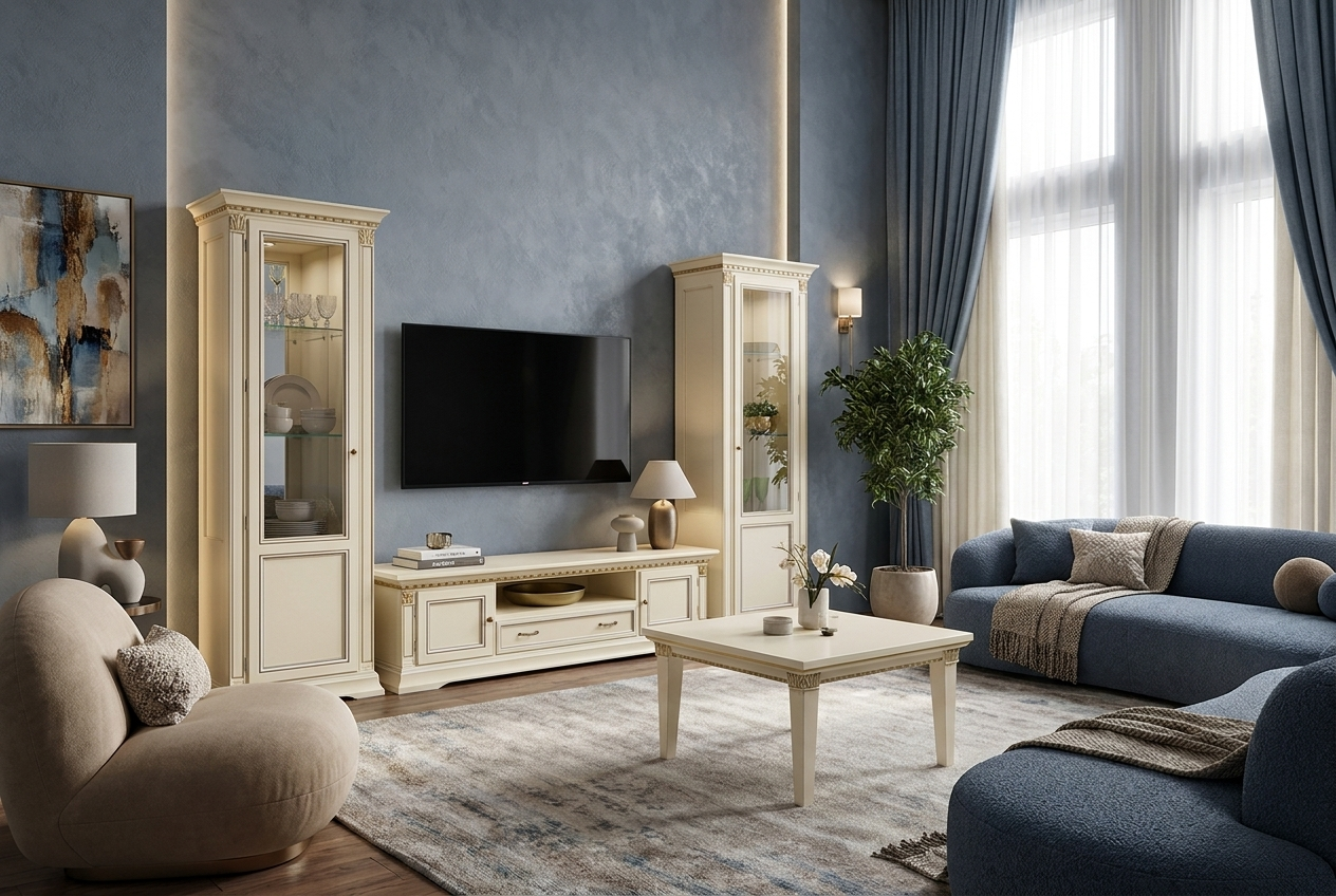 TREVISO AVORIO Витрина 1-дверная левая, с подсветкой Camelgroup