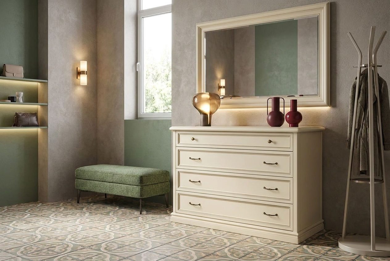 NOSTALGIA BIANCO Комод низкий 4 ящика, L.130 см Camelgroup