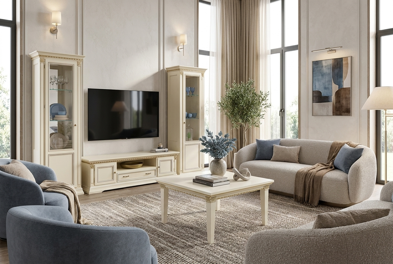 TREVISO AVORIO Витрина 1-дверная левая, с подсветкой Camelgroup