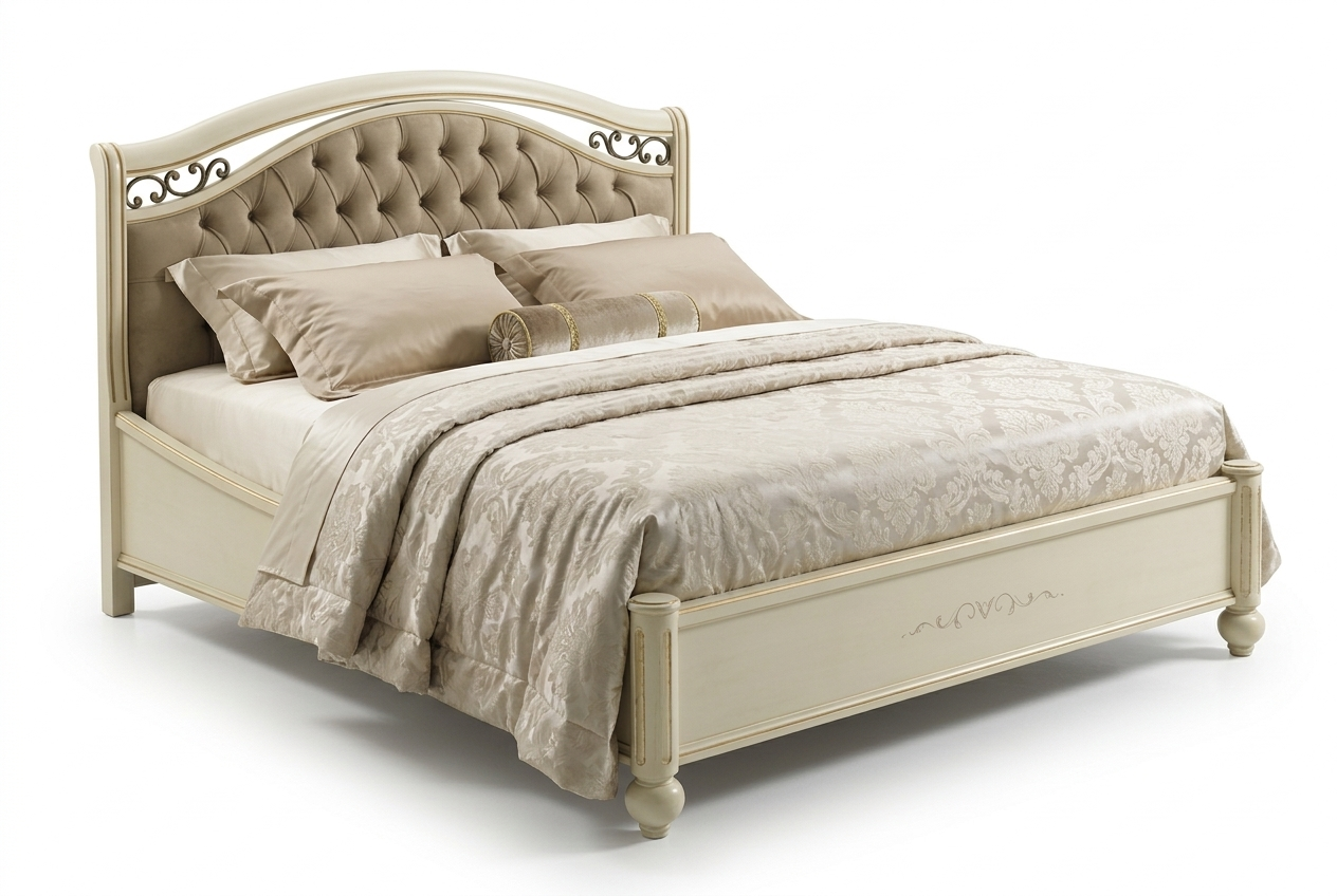 SIENA AVORIO Кровать 160*200 CAPITONNE, изголовье экокожа AVORIO MONTREAL 03,  1 спинка Camelgroup