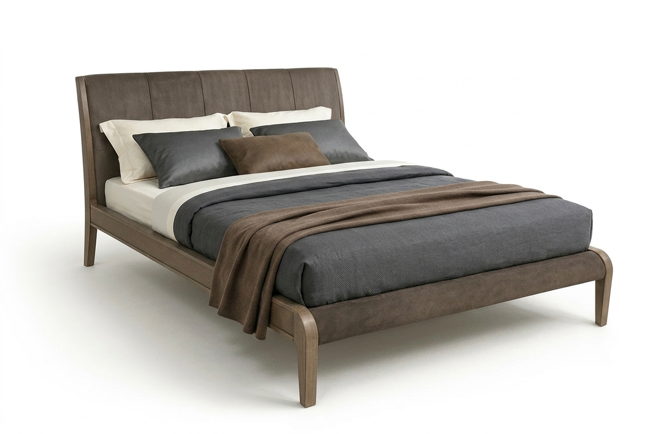CLEO Кровать RULER, эконабук EN2609, цвет 286 DENVER Fasolin
