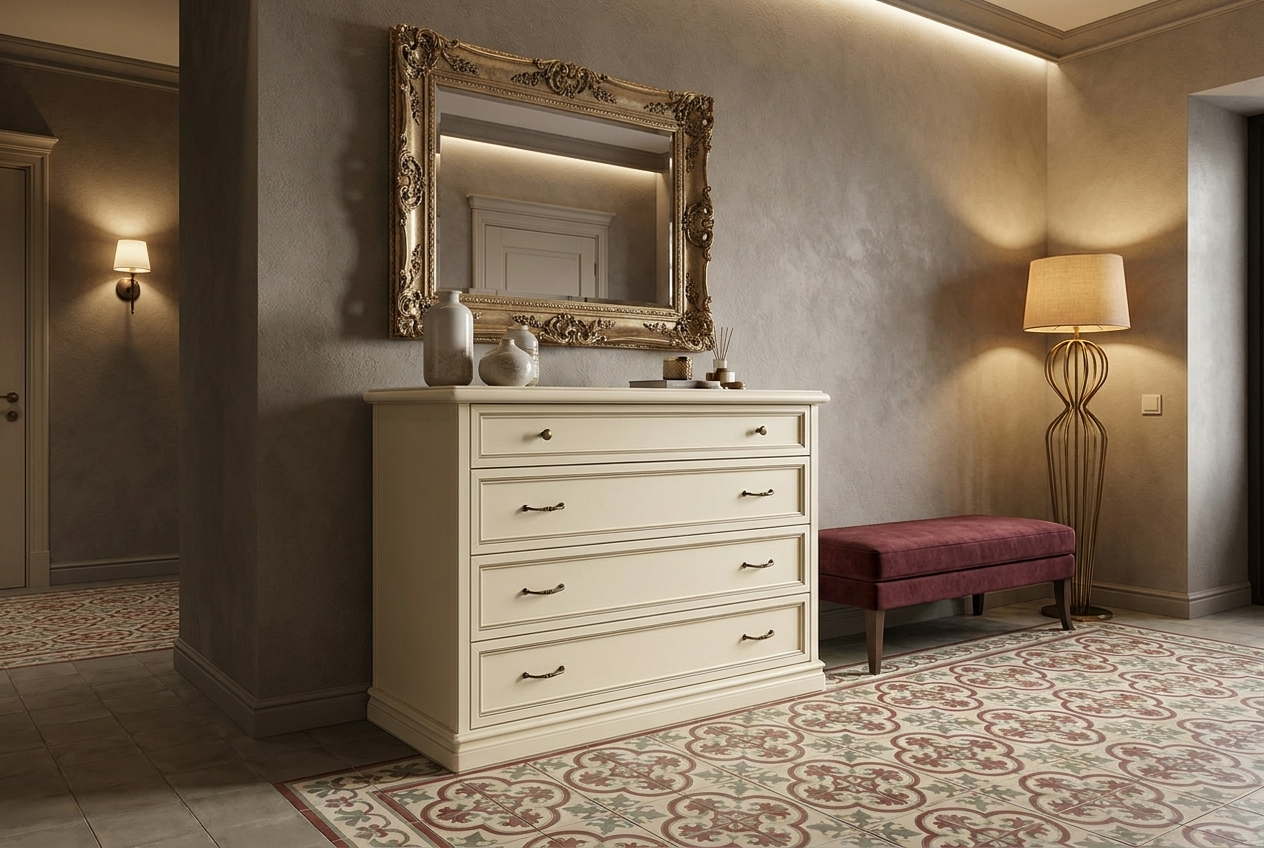 NOSTALGIA BIANCO Комод низкий 4 ящика, L.130 см Camelgroup