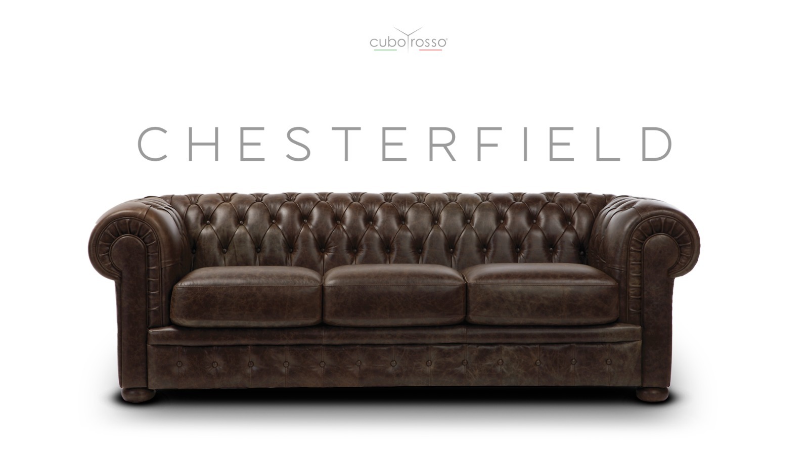 CHESTERFIELD Диван прямой, обивка кожа Cubo Rosso