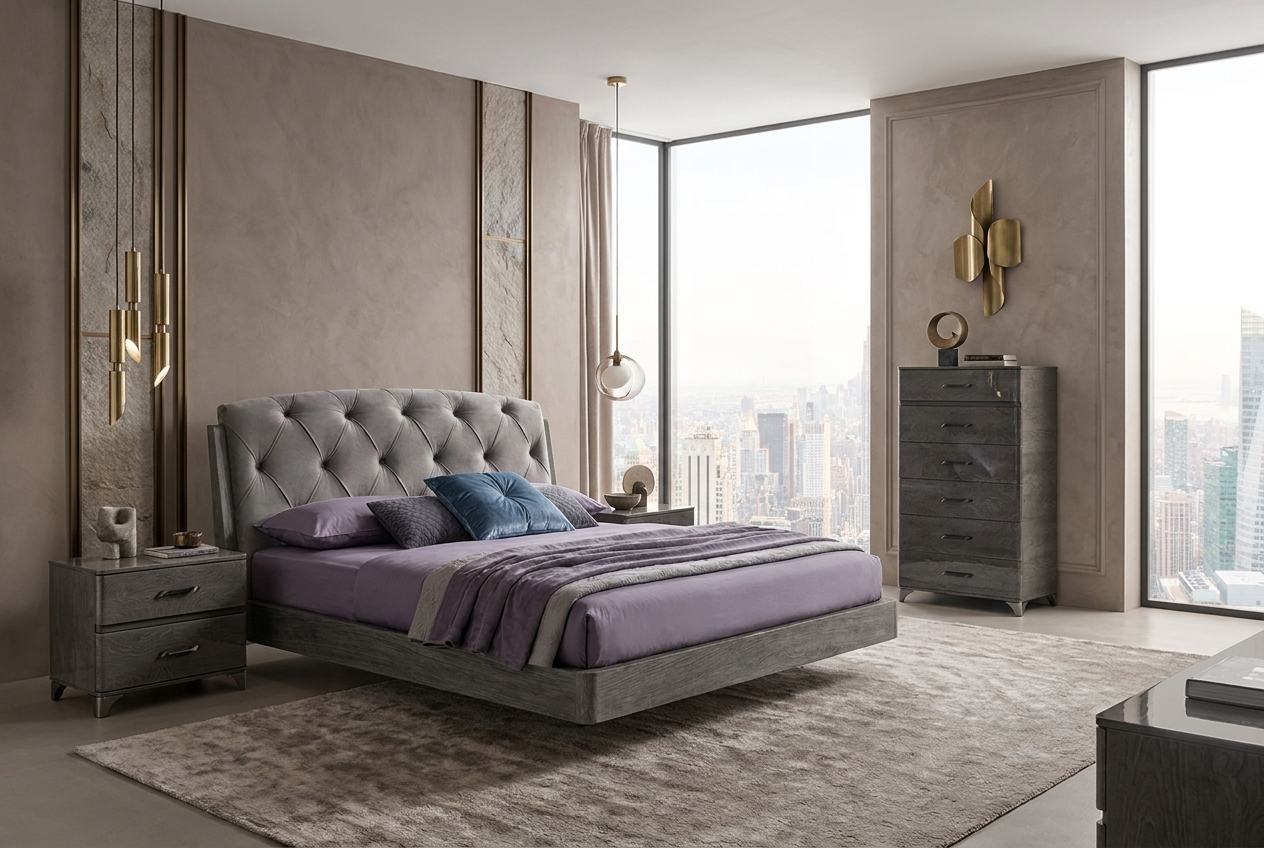 Кровать TIAR, изголовье ткань  ткань 205 FUMO, с подъемным механизмом LUNA Camelgroup
