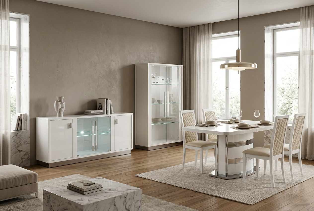 Комод-витрина 4-дв, ручки SLIM Camelgroup